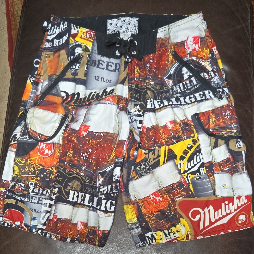 Metal Mulisha Black and White Graphic Shorts
